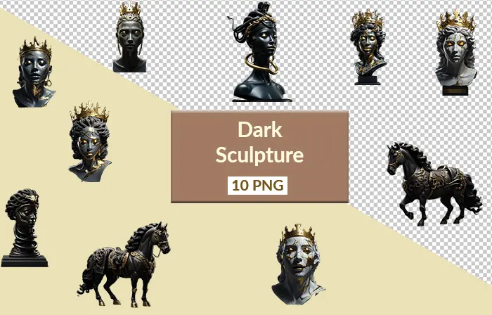 Modern Dark Sculpture Art 3D Elements Pack